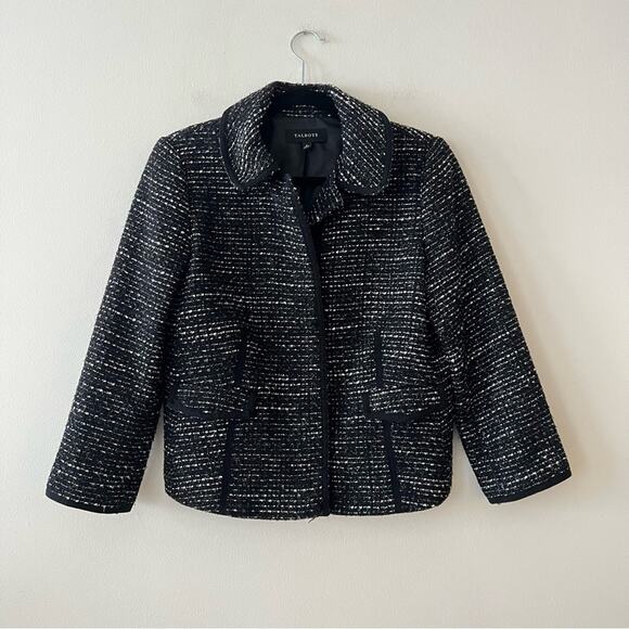Talbots Black Tweed Snap-Front Jacket - Picture 1 of 8